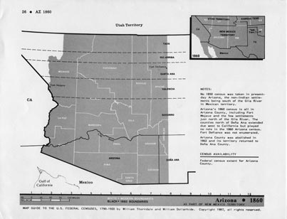 Map Guide to the U.S. Federal Censuses, Arizona 1860-1920 Map Packet