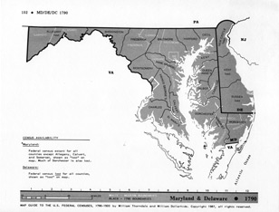 Map Guide to the U.S. Federal Censuses, Maryland / Delaware / District of Columbia 1790 -1920 Map Packet