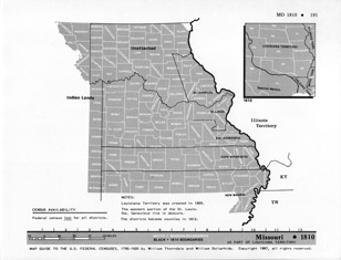 Map Guide to the U.S. Federal Censuses, Missouri 1810 -1920 Map Packet