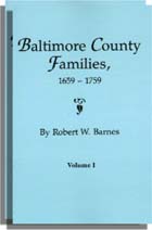 Baltimore County Families, 1659-1759, 1 Vol in 2