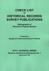 Check List of Historical Records Survey Publications, Bibliography of Research Projects Reports