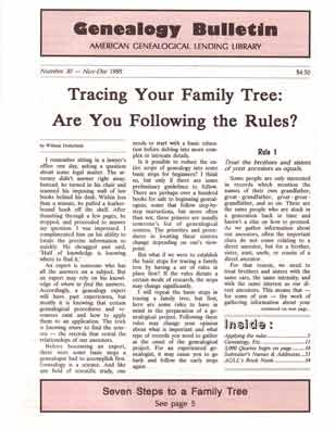 Tracing Your Family Tree: Are You Following the Rules? - Genealogy Bulletin 30 - Nov-Dec 1995
