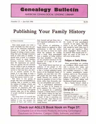 Publishing Your Family History - Genealogy Bulletin 31 - Jan-Feb 1996