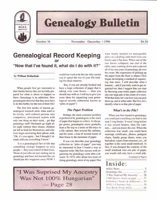 Genealogical Record Keeping or Now that I’ve found it, what do I do with it? - Genealogy Bulletin 36