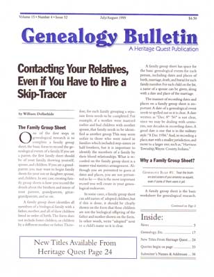 Contacting Your Relatives, Even if You Have to Hire a Skip-Tracer - Genealogy Bulletin 52 - Jul-Aug 1999