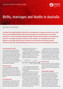 Handy Guide: Births, Marriages and Deaths in Australia